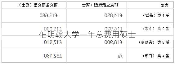 伯明翰大学一年总费用硕士