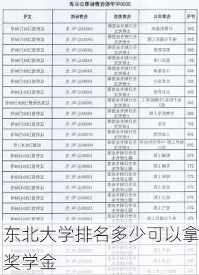 东北大学排名多少可以拿奖学金