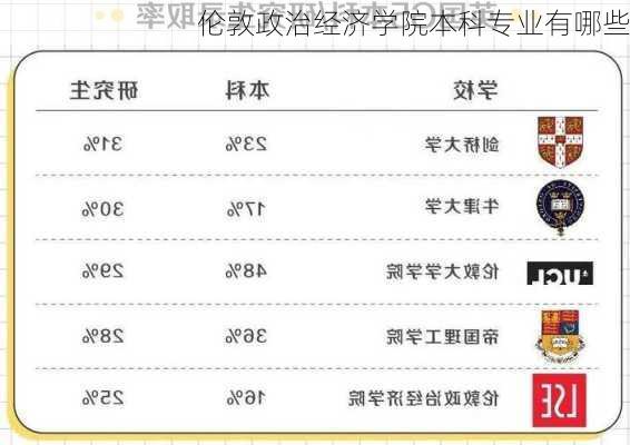 伦敦政治经济学院本科专业有哪些