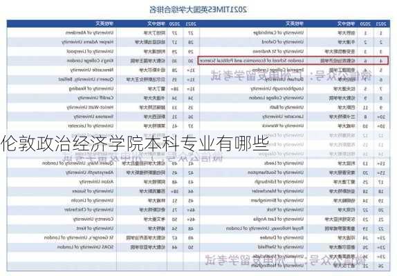 伦敦政治经济学院本科专业有哪些