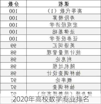 2020年高校数学专业排名