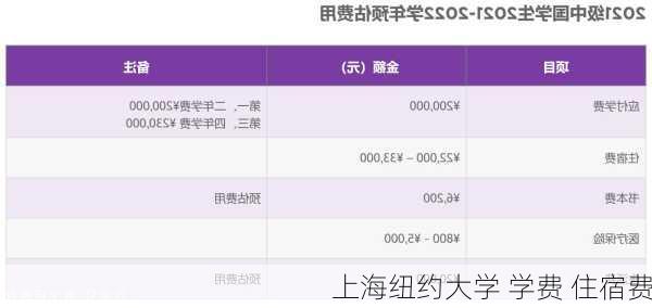 上海纽约大学 学费 住宿费