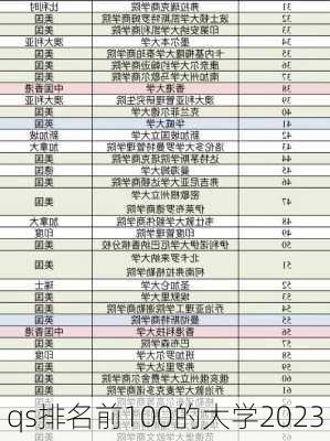 qs排名前100的大学2023