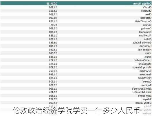 伦敦政治经济学院学费一年多少人民币