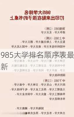 985大学排名顺序表最新