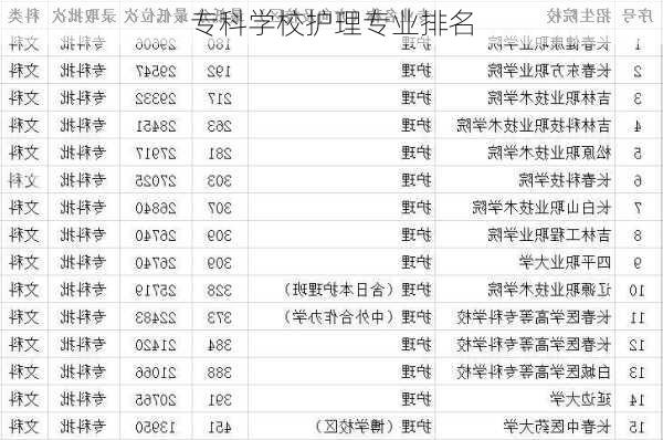 专科学校护理专业排名