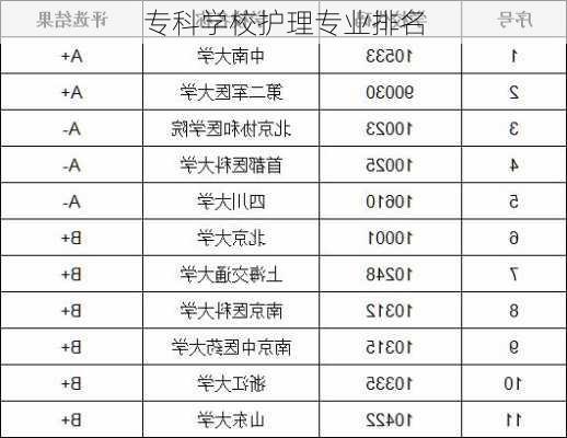 专科学校护理专业排名