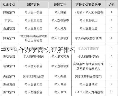 中外合作办学高校37所排名