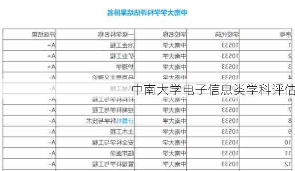 中南大学电子信息类学科评估