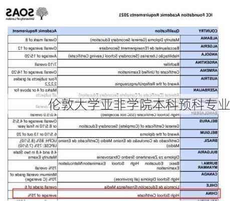 伦敦大学亚非学院本科预科专业