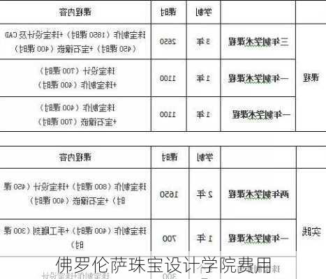 佛罗伦萨珠宝设计学院费用