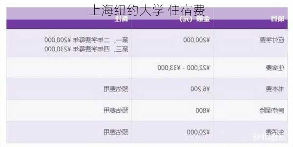 上海纽约大学 住宿费