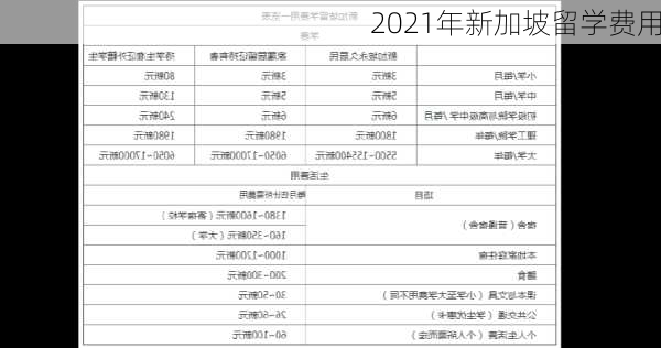 2021年新加坡留学费用