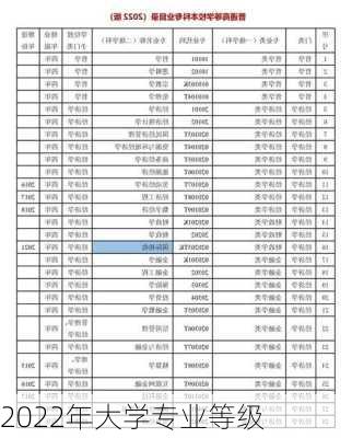 2022年大学专业等级