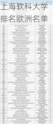 上海软科大学排名欧洲名单