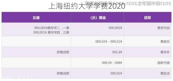 上海纽约大学学费2020