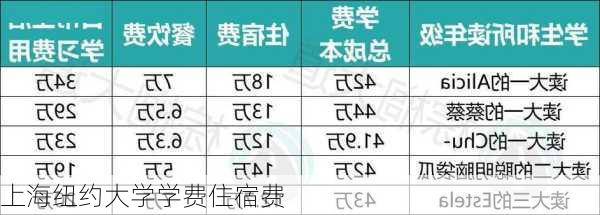 上海纽约大学学费住宿费