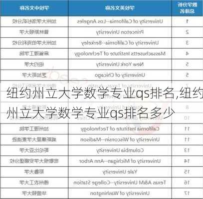 纽约州立大学数学专业qs排名,纽约州立大学数学专业qs排名多少