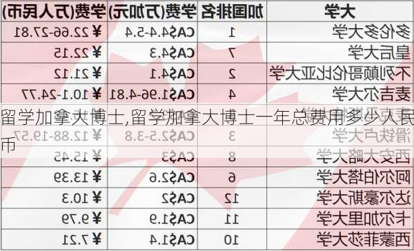 留学加拿大博士,留学加拿大博士一年总费用多少人民币