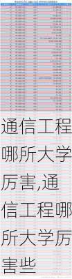 通信工程哪所大学厉害,通信工程哪所大学厉害些