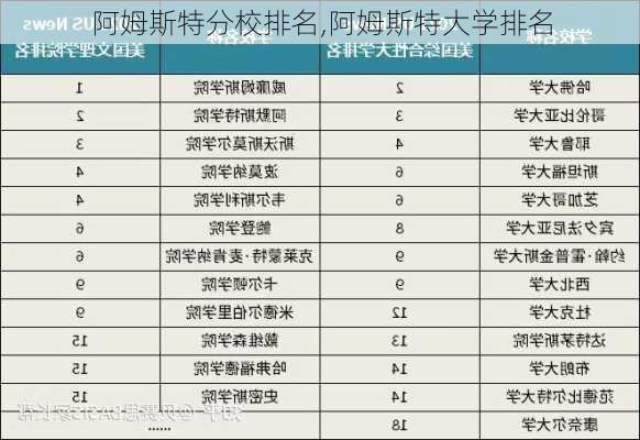 阿姆斯特分校排名,阿姆斯特大学排名