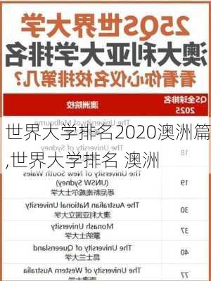 世界大学排名2020澳洲篇,世界大学排名 澳洲