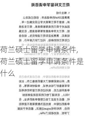 荷兰硕士留学申请条件,荷兰硕士留学申请条件是什么