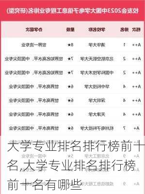 大学专业排名排行榜前十名,大学专业排名排行榜前十名有哪些