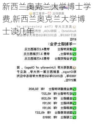 新西兰奥克兰大学博士学费,新西兰奥克兰大学博士读几年