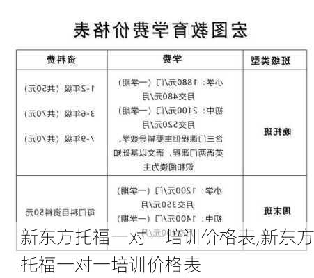 新东方托福一对一培训价格表,新东方托福一对一培训价格表