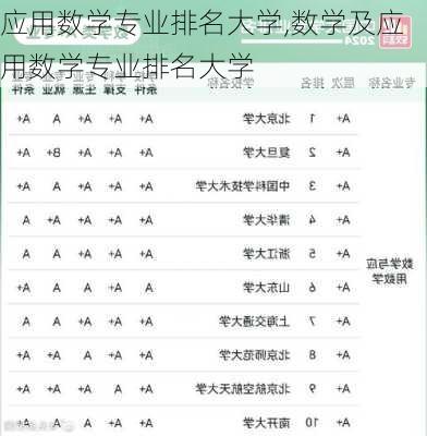 应用数学专业排名大学,数学及应用数学专业排名大学