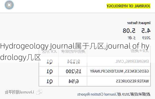 Hydrogeology Journal属于几区,journal of hydrology几区