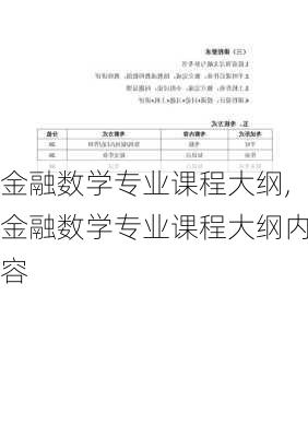 金融数学专业课程大纲,金融数学专业课程大纲内容