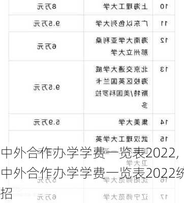 中外合作办学学费一览表2022,中外合作办学学费一览表2022统招