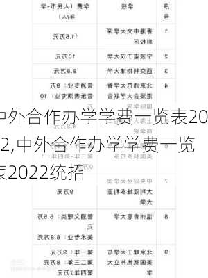 中外合作办学学费一览表2022,中外合作办学学费一览表2022统招