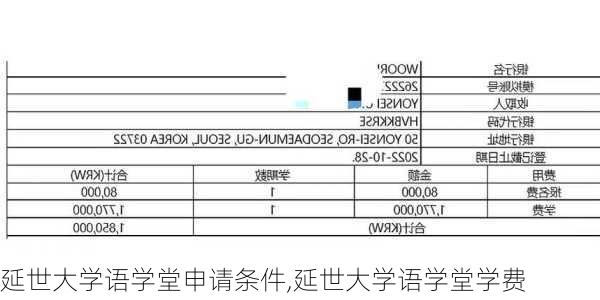 延世大学语学堂申请条件,延世大学语学堂学费