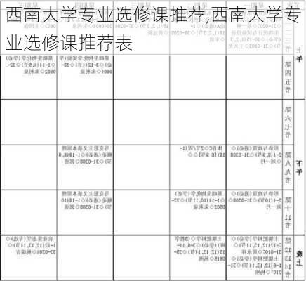 西南大学专业选修课推荐,西南大学专业选修课推荐表