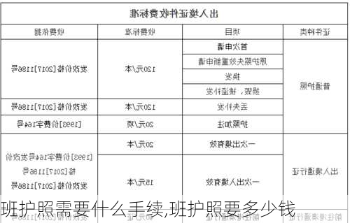 班护照需要什么手续,班护照要多少钱