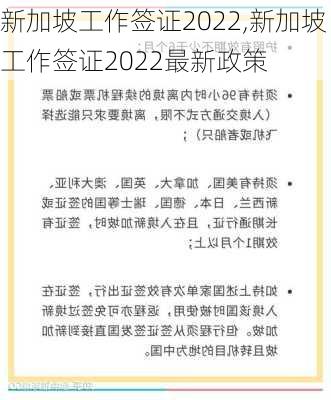 新加坡工作签证2022,新加坡工作签证2022最新政策