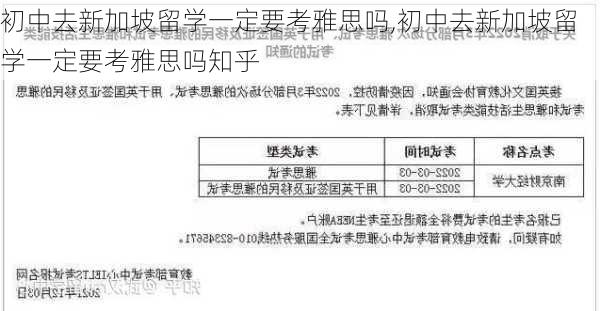 初中去新加坡留学一定要考雅思吗,初中去新加坡留学一定要考雅思吗知乎