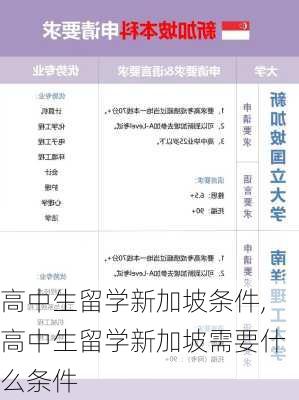 高中生留学新加坡条件,高中生留学新加坡需要什么条件