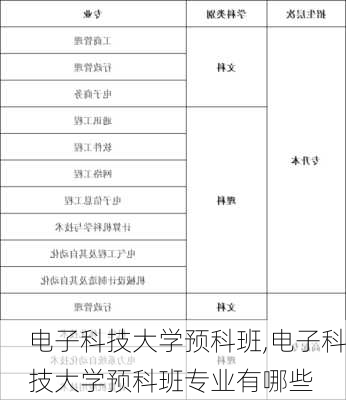 电子科技大学预科班,电子科技大学预科班专业有哪些