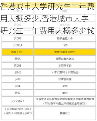 香港城市大学研究生一年费用大概多少,香港城市大学研究生一年费用大概多少钱