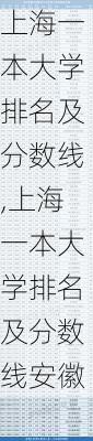 上海一本大学排名及分数线,上海一本大学排名及分数线安徽