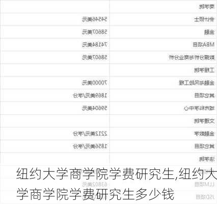 纽约大学商学院学费研究生,纽约大学商学院学费研究生多少钱