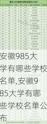 安徽985大学有哪些学校名单,安徽985大学有哪些学校名单公布