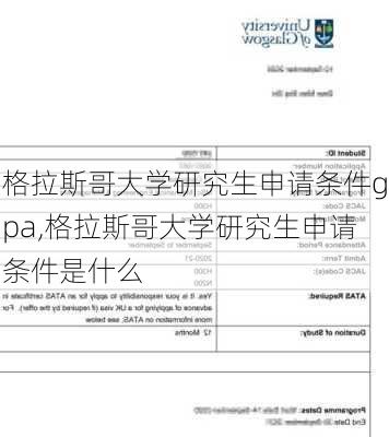 格拉斯哥大学研究生申请条件gpa,格拉斯哥大学研究生申请条件是什么