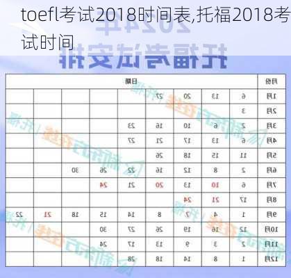 toefl考试2018时间表,托福2018考试时间