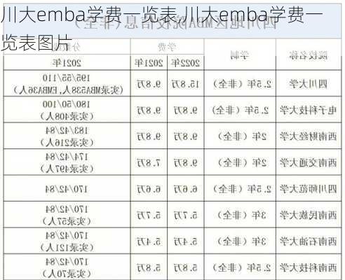 川大emba学费一览表,川大emba学费一览表图片