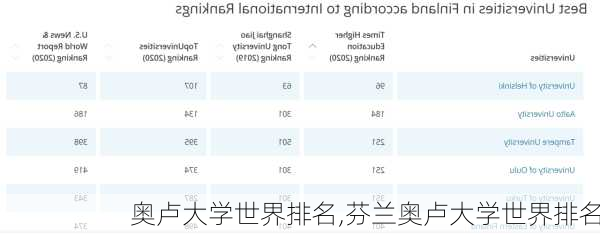 奥卢大学世界排名,芬兰奥卢大学世界排名